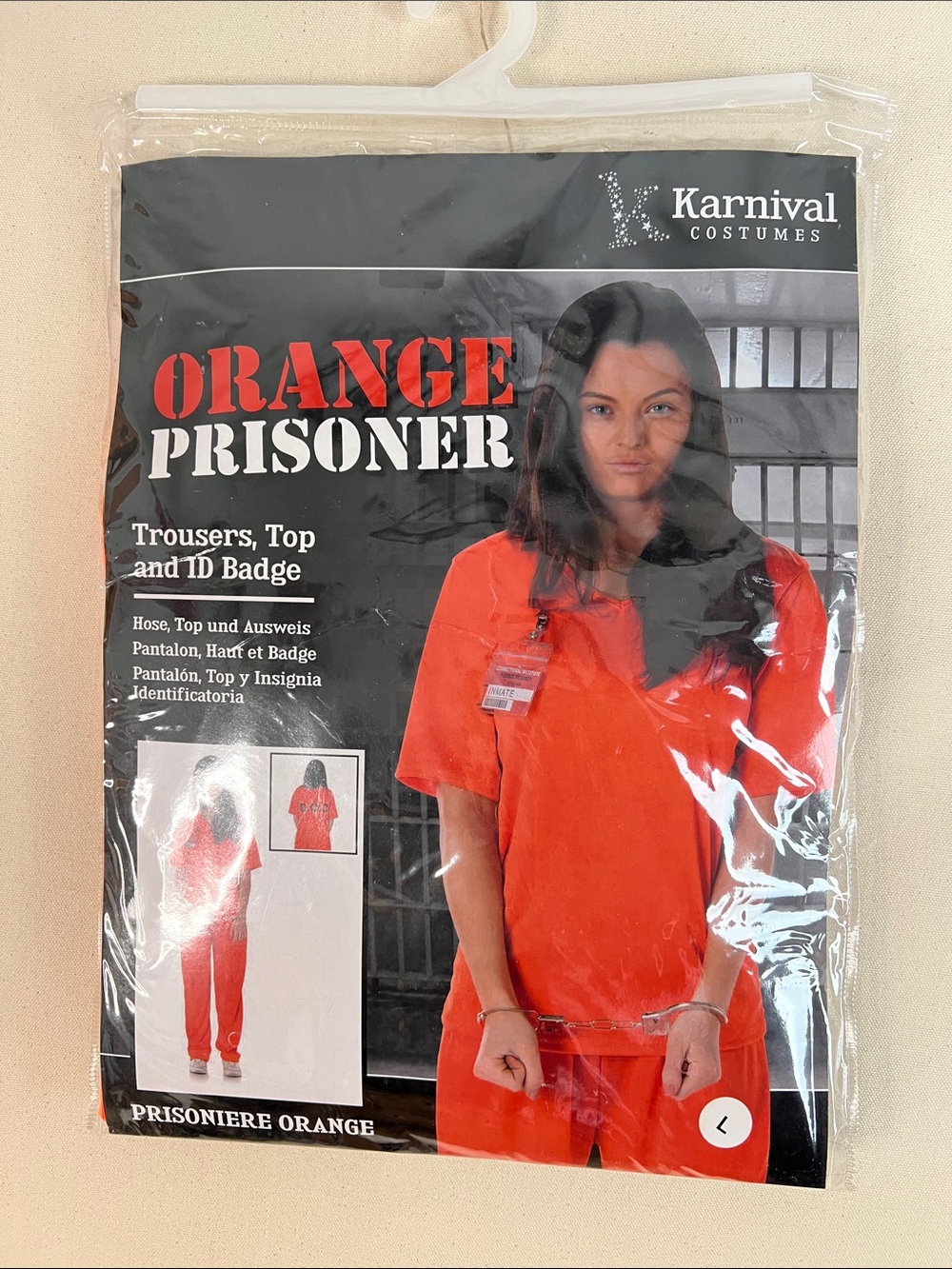 Orange prisoner, jail come bake Halloween costume teen woman size L